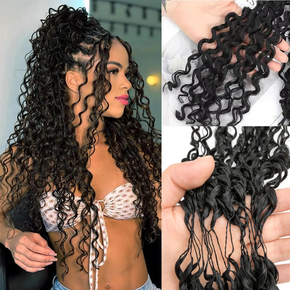 12A Deep Wave Knotless Pre-Separated Crochet Hair Extensions Curly Water Wave Crochet Hair Natural Black Feather Human Hair