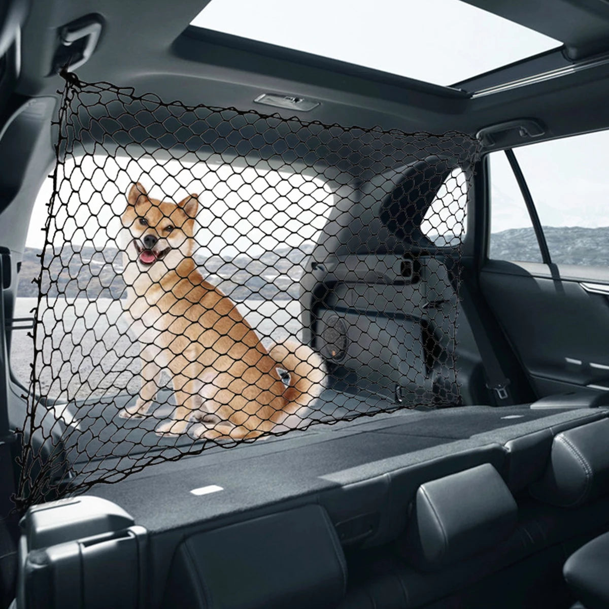 Car Dog Barrier Net Dog Safety Barrier Nets Foldable Dogs Fence with Hooks Practical Universal Car Pet Isolation Vehicle Barrier