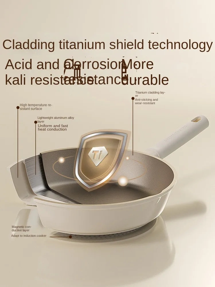 COOKER KING Pan Non-Stick Frying Pan Household Titanium Wok Pancake Egg Pancake Steak Induction Cooker Gas
