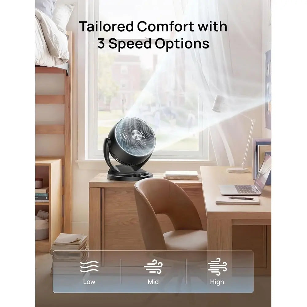 12-Inch 70ft Airflow Quiet 28dB Adjustable Tilt 3-Speed Table Fan for Bedroom, Home, Office, Kitchen
