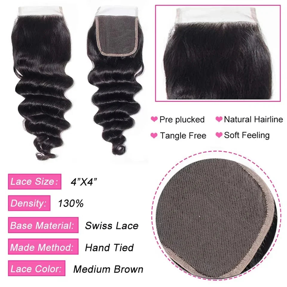 30 40Inch Loose Deep Wave Bundles Hair Weave Bundles 3/4 PCS 100% Human Hair Extensions Natural Brazilian Remy Wave Hair Bundles