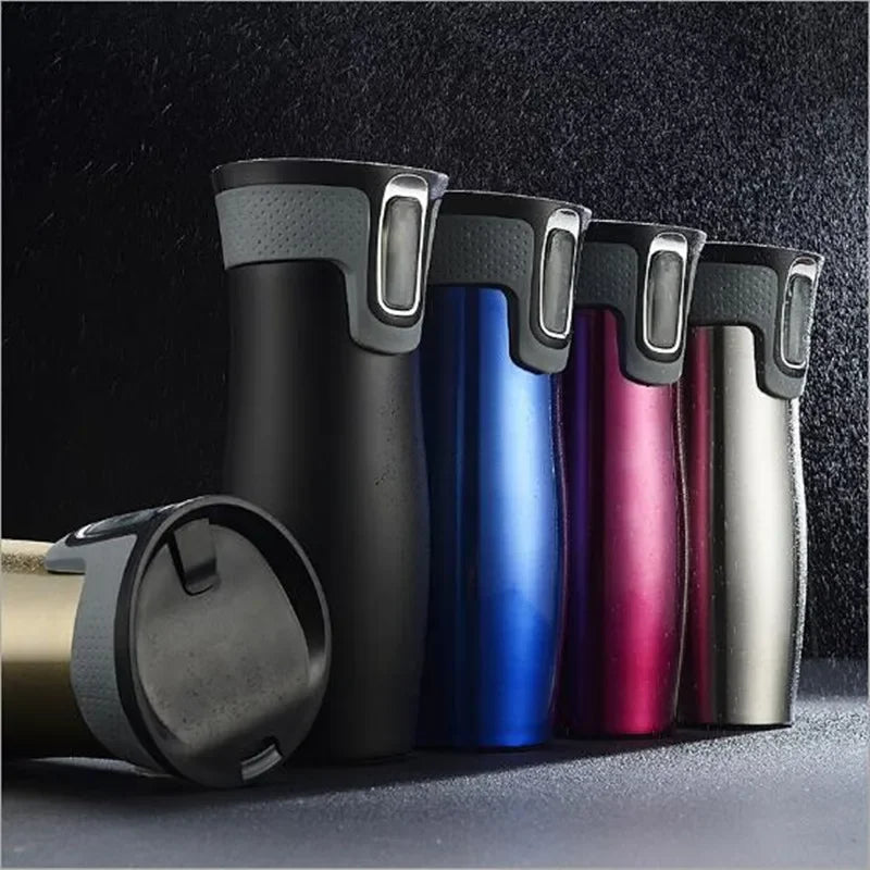 450ml Stainless Steel Double Wall Travel Mug Leak Proof Thermos Mug Coffee Cups Car Vacuum Insulaltion Thermal Water Bottle