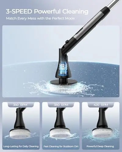 MayKing Electric Spin Scrubber – 9 Brush Heads, 3-Speed, Adjustable & Cordless for Bath, Tile, Floor Cleaning