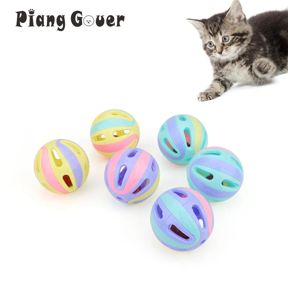 12pcs Plastic Ball Cat Toys Colorful Bell Ball Pet Toy Accessory
