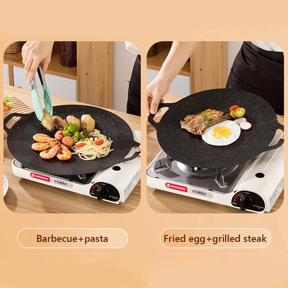 Korean Round Grill Pan Barbecue Pan Pork Belly Non-stick Cooker Maifan Stone Induction Cooker Gas Barbecue Tray Roast Plate