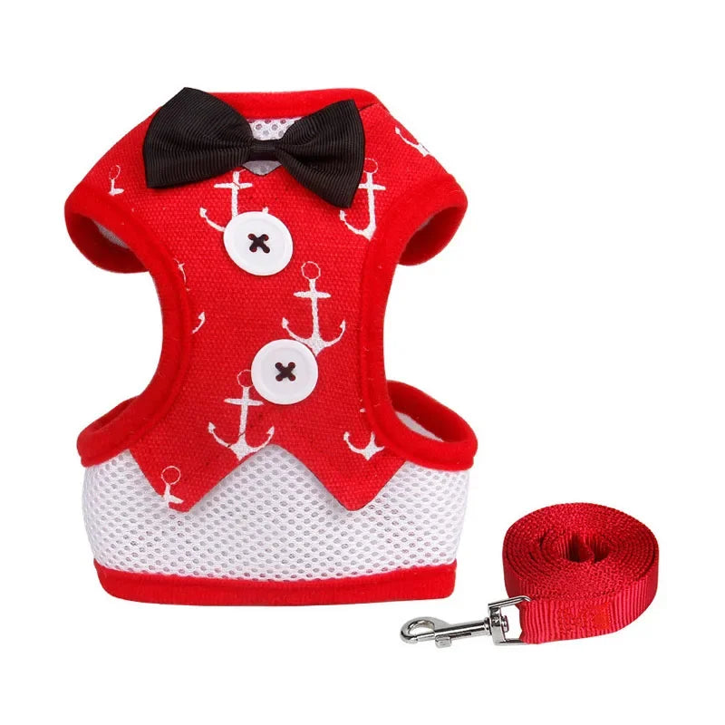 Chihuahua Harness Leash Set for Small Medium Dog Cat Bow Chest Strap Puppy Harnesses Vest Yorkshire Lead Leash Pet Accessories