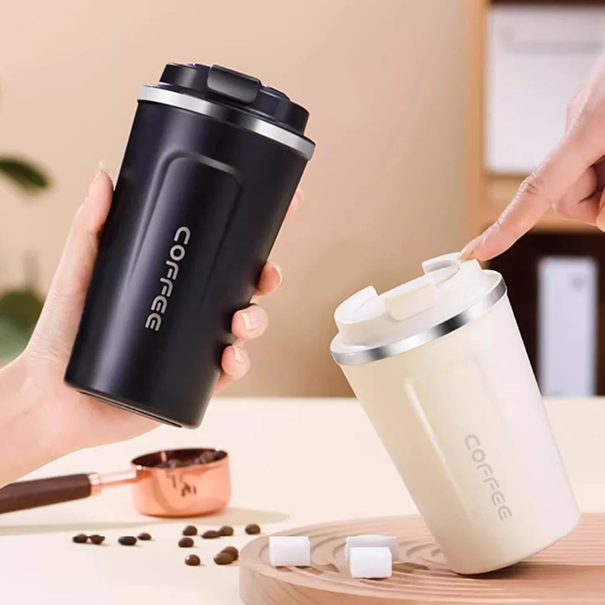304 Stainless Steel Thermos Cup Portable Double Wall Insulated Coffee Mug Leak-proof Tumbler Water Bottle For Student Adult