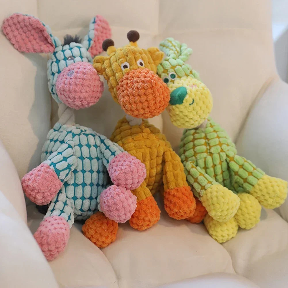 Cartoon Puppy Plush Dog Toy Chew Squeak Teething Toy for Small Dogs Pet Accessories