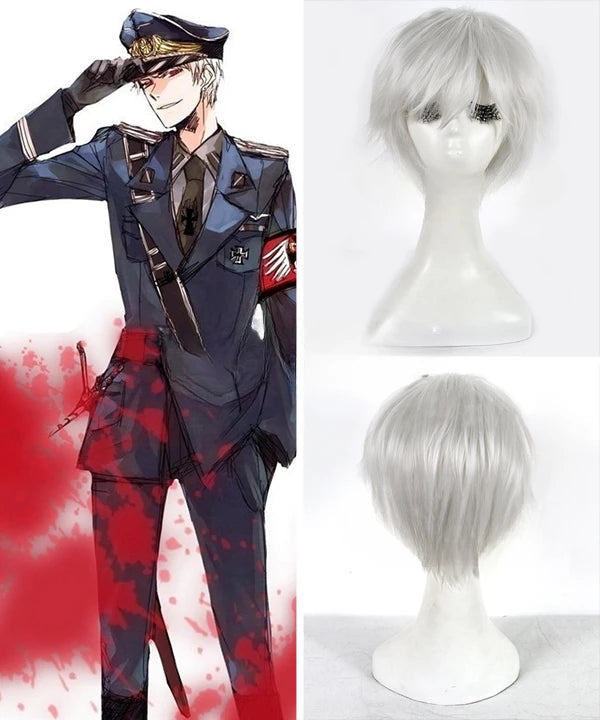 Axis Powers Hetalia Germany Gilbert Beilschmidt Silver Cosplay Synthetic Wig