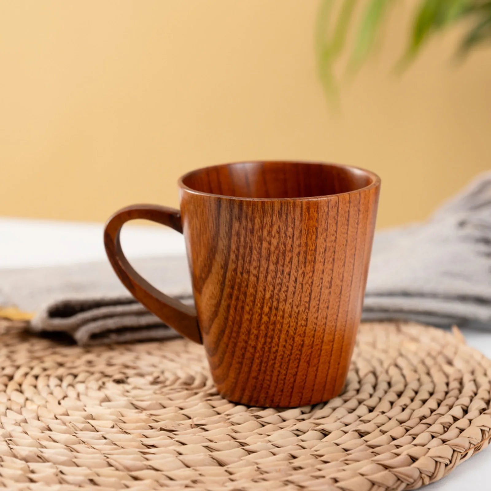 Beer Mug Wooden Coffee Mug Creative Wood Grain Mug With Handle Cup High Temperature Resistant Simple Style Light Weight