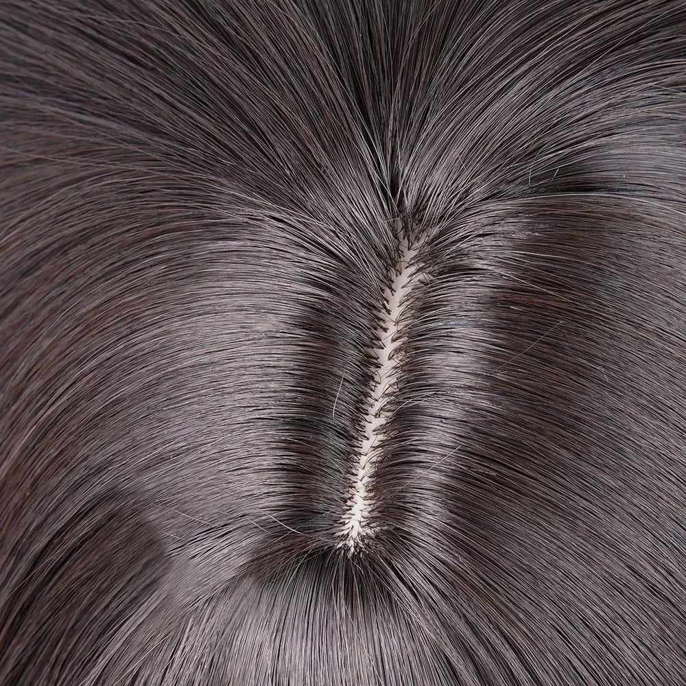 Brown Mullet Head Long Straight Synthetic Wigs with Bangs Fluffy Anime Game Cosplay Wig for Daily Party