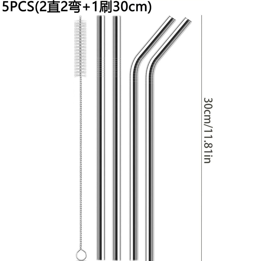 304 Stainless Steel Reusable Straw 30cm/8mm Upgraded Wide-Bore Eco-Friendly Perfect for Cocktails  Smoothies & Healthy Drinks