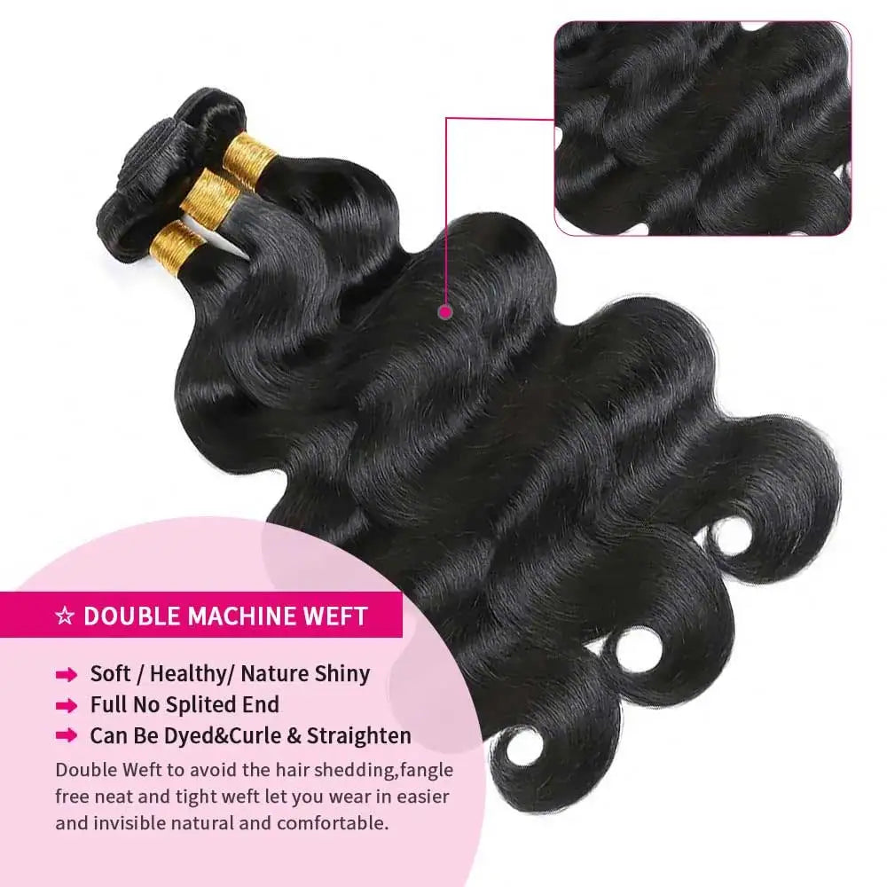 30 40 Inch Body Wave 1 3 4 Bundles Brazilian Remy 100% Unprocessed Raw Virgin Human Hair Wavy Double Bundles Weave Extensions