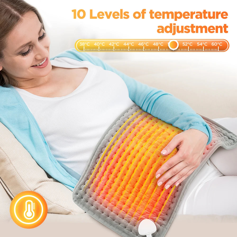 Electric Heated Massage Cushion Body Pad Plush Blanket Micro-Velvet Hands Back Leg Neck Winter Warm 10 Levels Tempe Adjustment