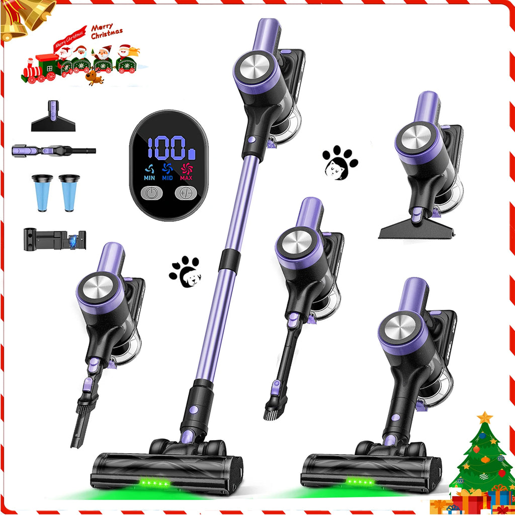 500W/55KPA Self-Standing Cordless Vacuum Cleaner,60 Mins Handheld Vacuum Cleaners,Smart LED Screen Vacuum for Carpet/Pet Hair