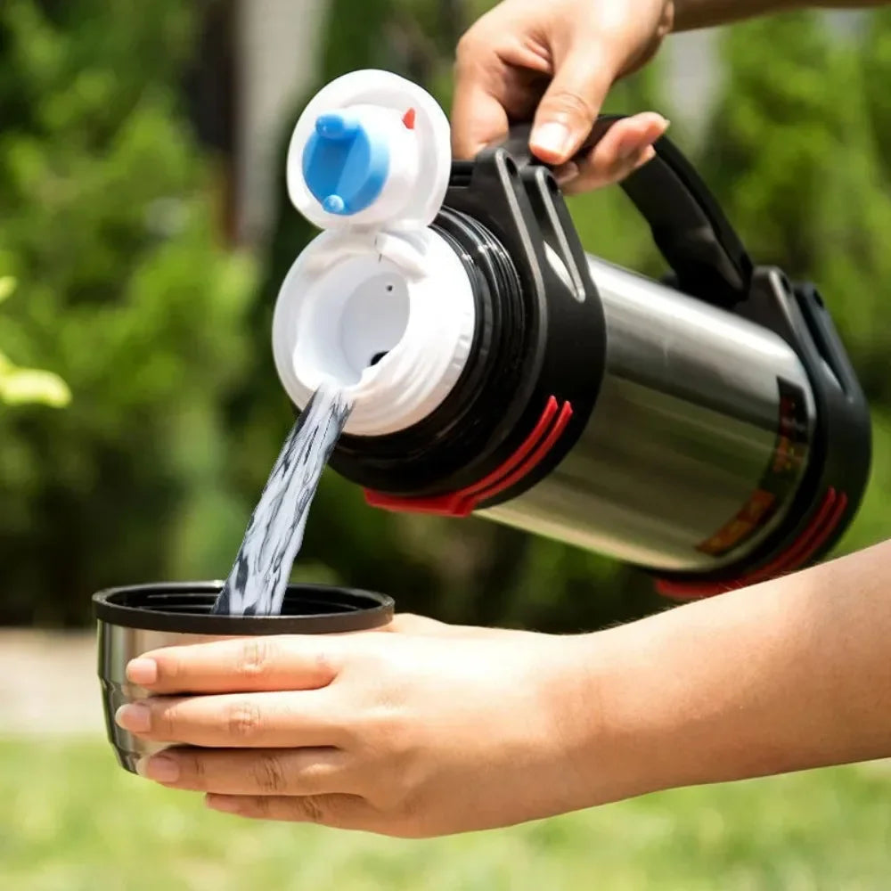 1.2/1.6/2.0L Stainless Steel Thermos Bottle Outdoor Vacuum Flask 24H Hot Cold Leakproof Large Capacity for Travel Hiking Camping