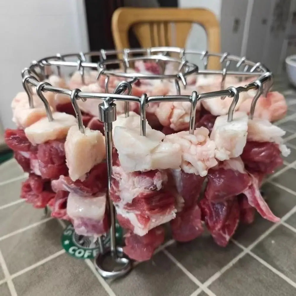 New Stainless Steel Vertical Grill Rack String Grill Detachable Skewer Holder 12/24/49 Baking Needle for Air Fryer Accessory