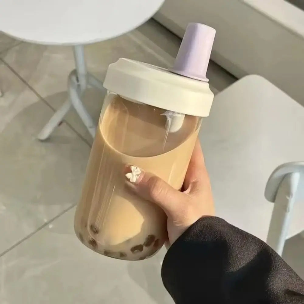 500/850ml Water Bottles Straw Cup Juice Milk Plastic Cup with Lid Straw Bubble Tea Coffee Cups Large Capacity Drinkware