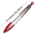♥Stainless Steel Food Tongs-Heat-Resistant Silicone Grip Tongs for Cooking, Grilling & Serving (7/9/12inch, Black/Red)