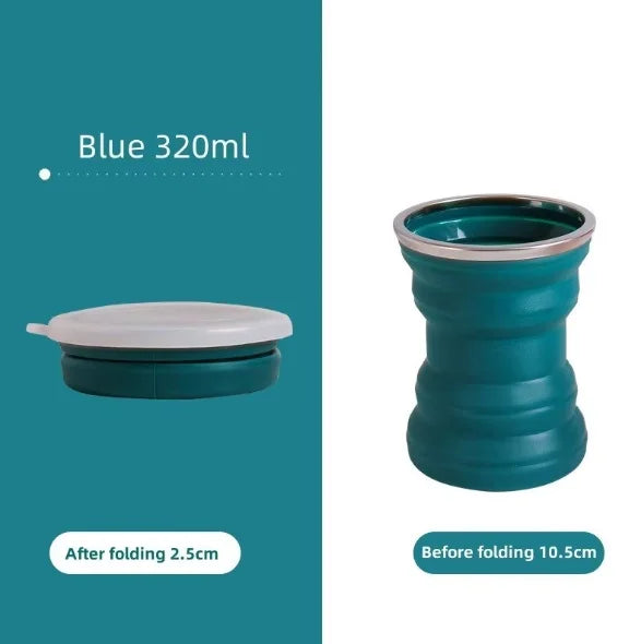 Portable Silicone Foldable Cup With Lanyard Heat Resistant Collapsible Cups Lid Folding Storage Travel Mug For Hot Water