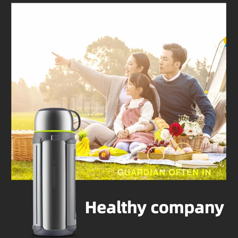 Pure Titanium Thermos Kettle 1.8L Large Capacity Double Layer Vacuum Drinkware Travel Flask Hot Water Bottle