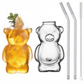 300ml Creative Bear High Borosilicate Glass Cup With Straw Clear Juice & Cocktail Glass Heat-resistant Milk Coffee Cup For Home