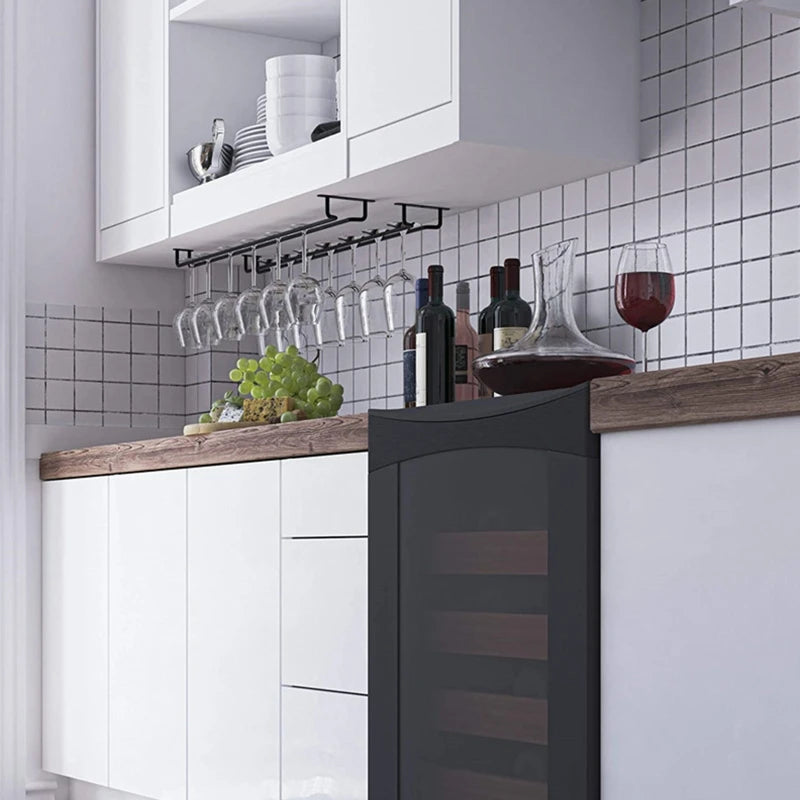 Large Stemware Wine Glass Hanger Rack Under Cabinet Kitchen Bar Storage Black 87HA