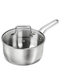 304 Stainless Steel SaucePan 1QT Induction Sauce Pan with Glass Strainer Lid Stainless Steel Sauce Pot Cooking Tools
