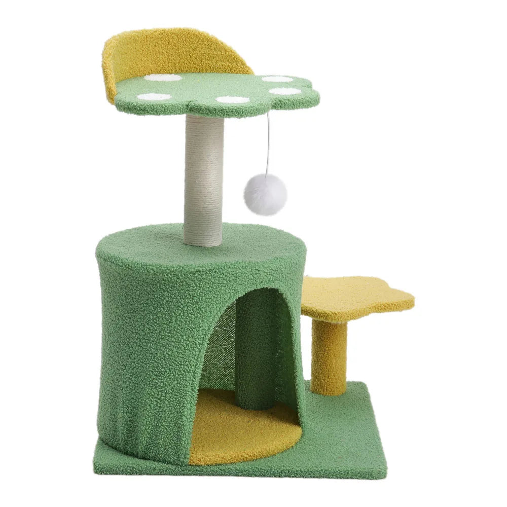 Tieker Sisal Cat Tree Toy Cat Scratching Post with Hanging Ball Cat Scratching Frame Cat Bed Plush Tower