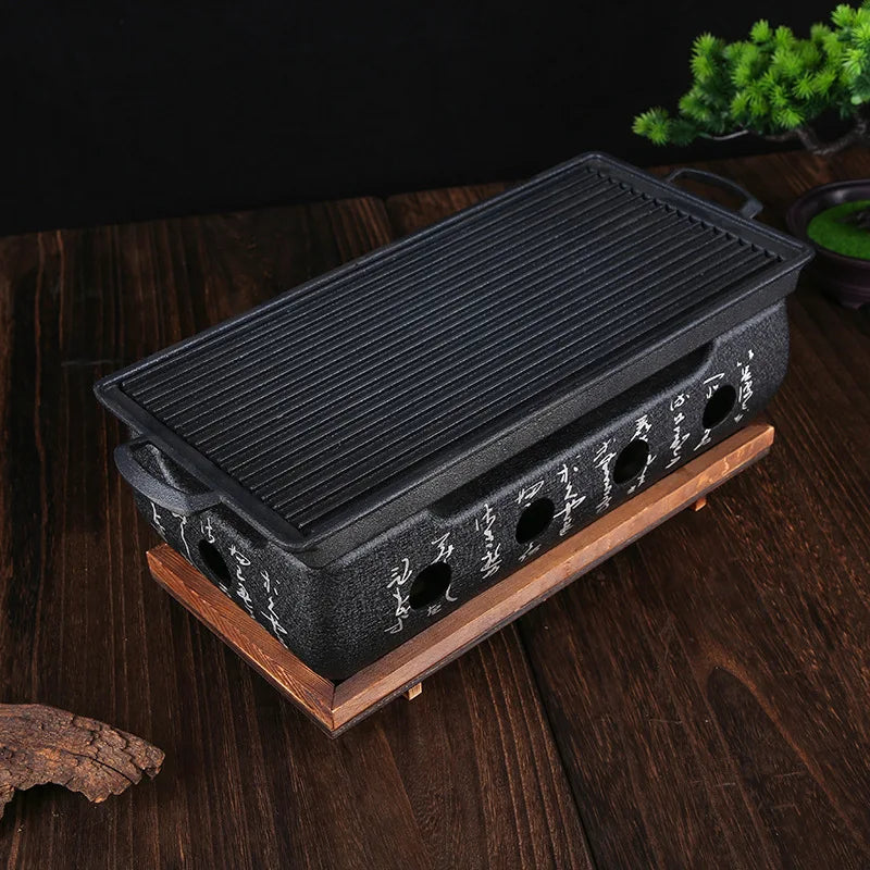Japanese Text Mini Barbecue Grill, Carbon Grill Baking Tray, Household Barbecue Grills, Outdoor Portable Grill Camping Equipment