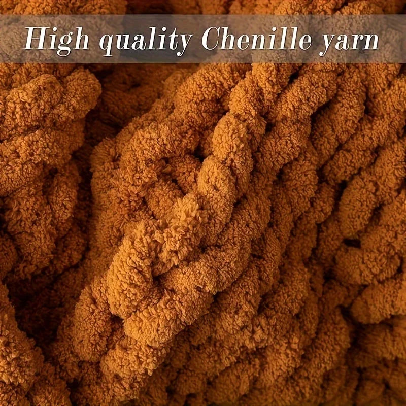 Comfortable Chunky Knit Blanket Soft Hand Knit Chenille Throw Blanket Thick Cable Blanket With Chenille Yarn Rope Knot Blanket