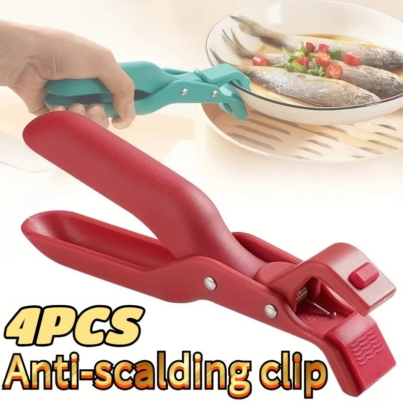 4PCS Anti-Scald Clips Hot Dish Plate Gripper Non-slip Bowls Clamp Moving Hot Plate Bowls Pizza Pan Air Fryer Microwave Oven