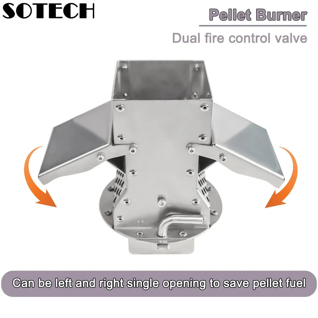 Stainless Steel Pellet Hopper Gravity Feed Fuel Storage for Pellet Stove Burner Outdoor Heater