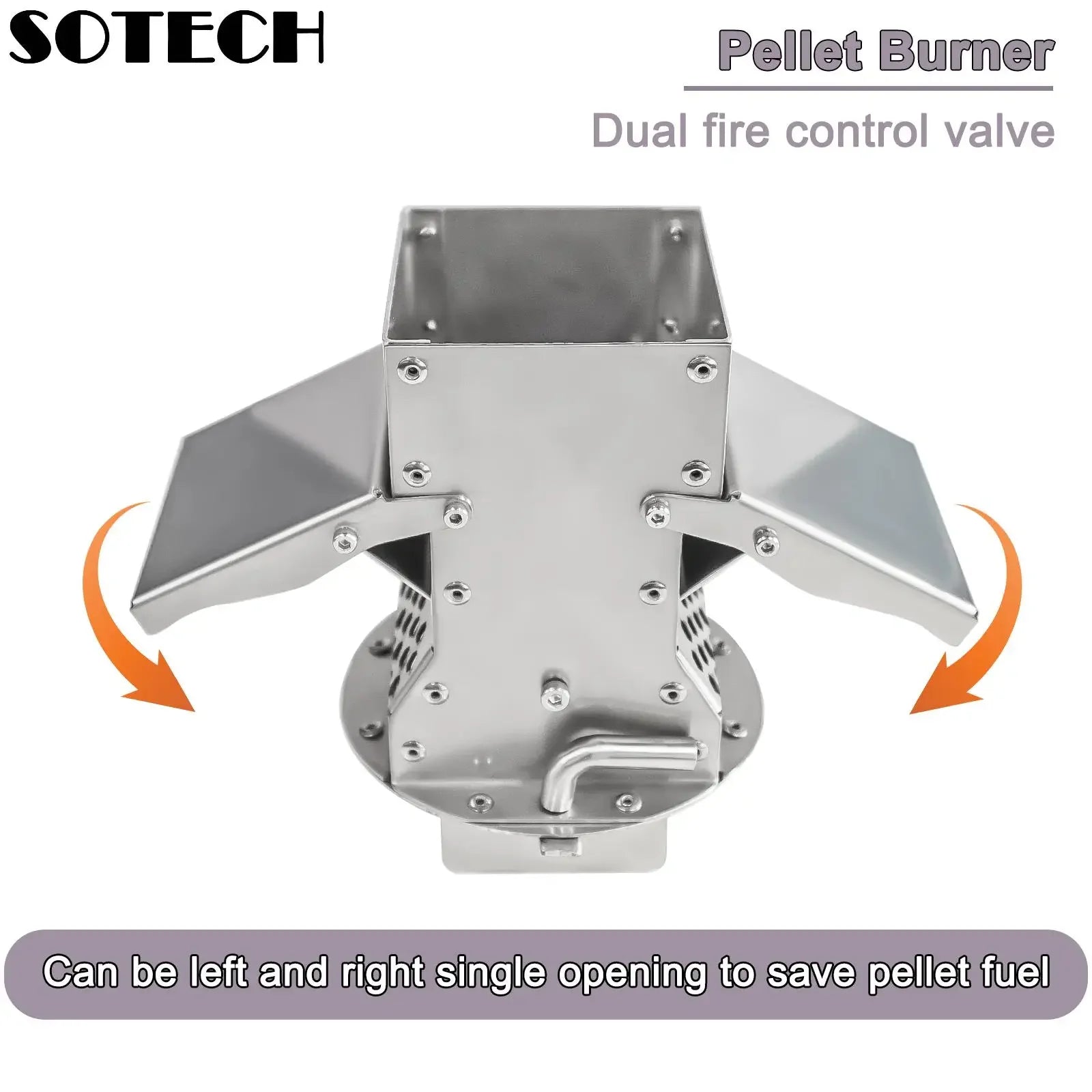 Stainless Steel Pellet Hopper Gravity Feed Fuel Storage for Pellet Stove Burner Outdoor Heater
