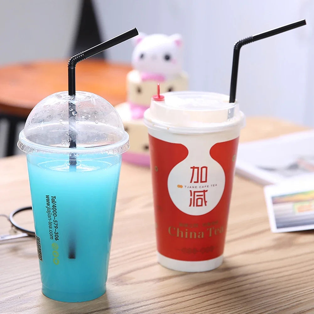 50-1000Pcs Paper Black Drinking Straws Cocktail Straws Single Piece Packaging rietjes Flexible Bar Party Kitchen Beverage Straw