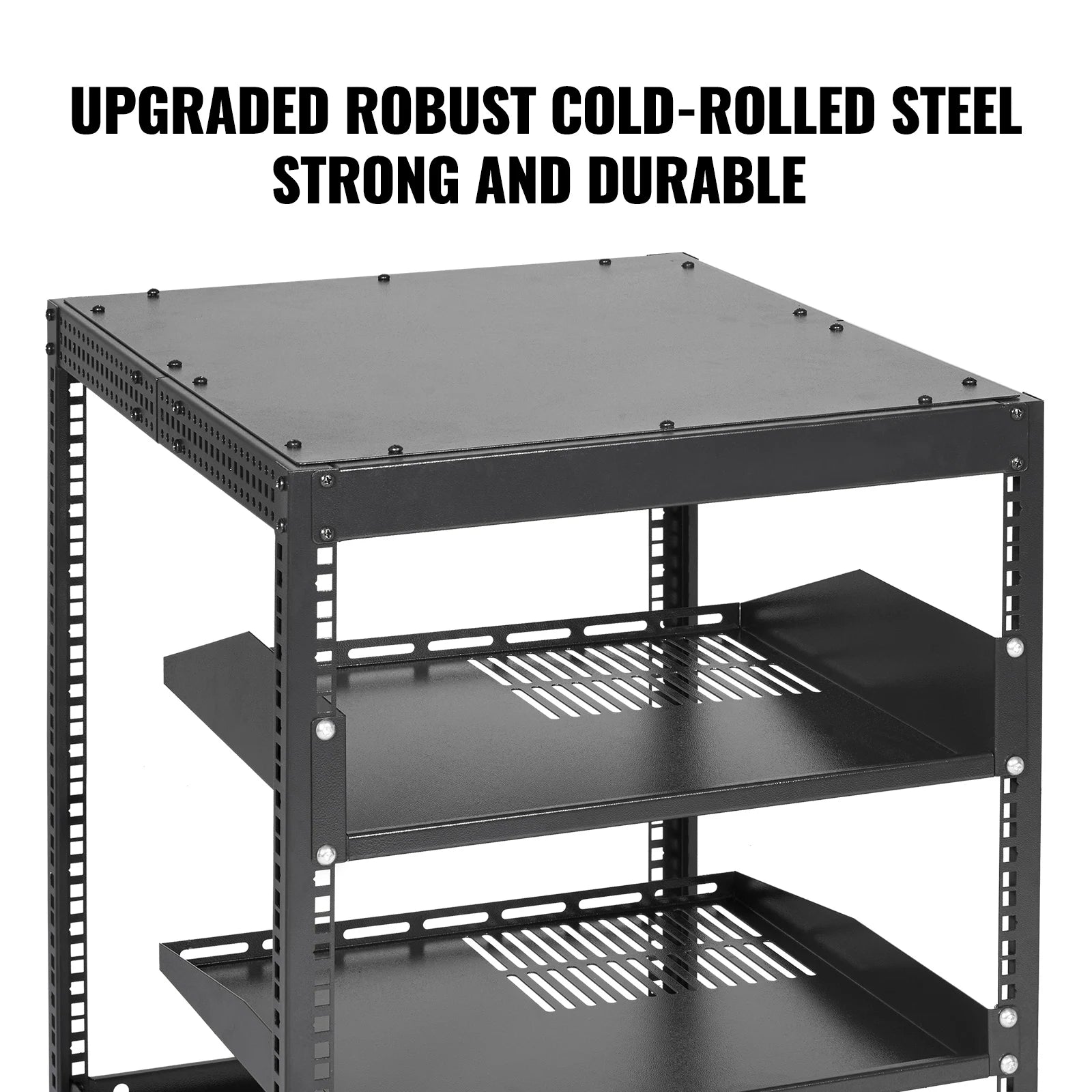 VEVOR Open Frame Server Rack 12U/15U/ 20U Floor Standing or Wall Mounted with Adjustable Depth for Microdata Center Office Use