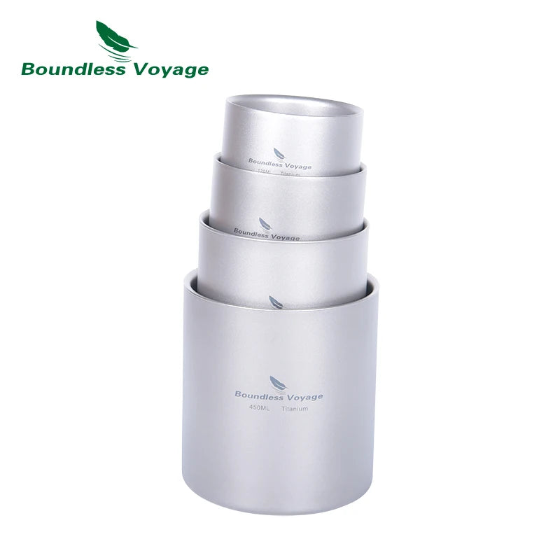 Boundless Voyage Titanium Double Wall Cup 450ml Teacups 120ml Mini Cup 180ml Coffee Mug 300ml Drinkware Double Layer Tableware