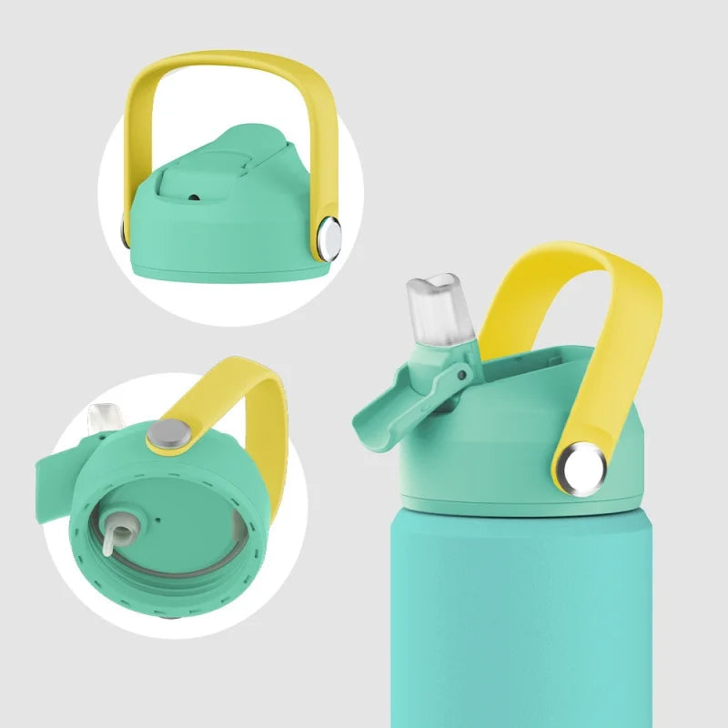 Children's Fashion Macaron Water Cup Thermos Cup Cute Childlike Fun with Handle Portable Anti-drop Silicone Cover Water Cup