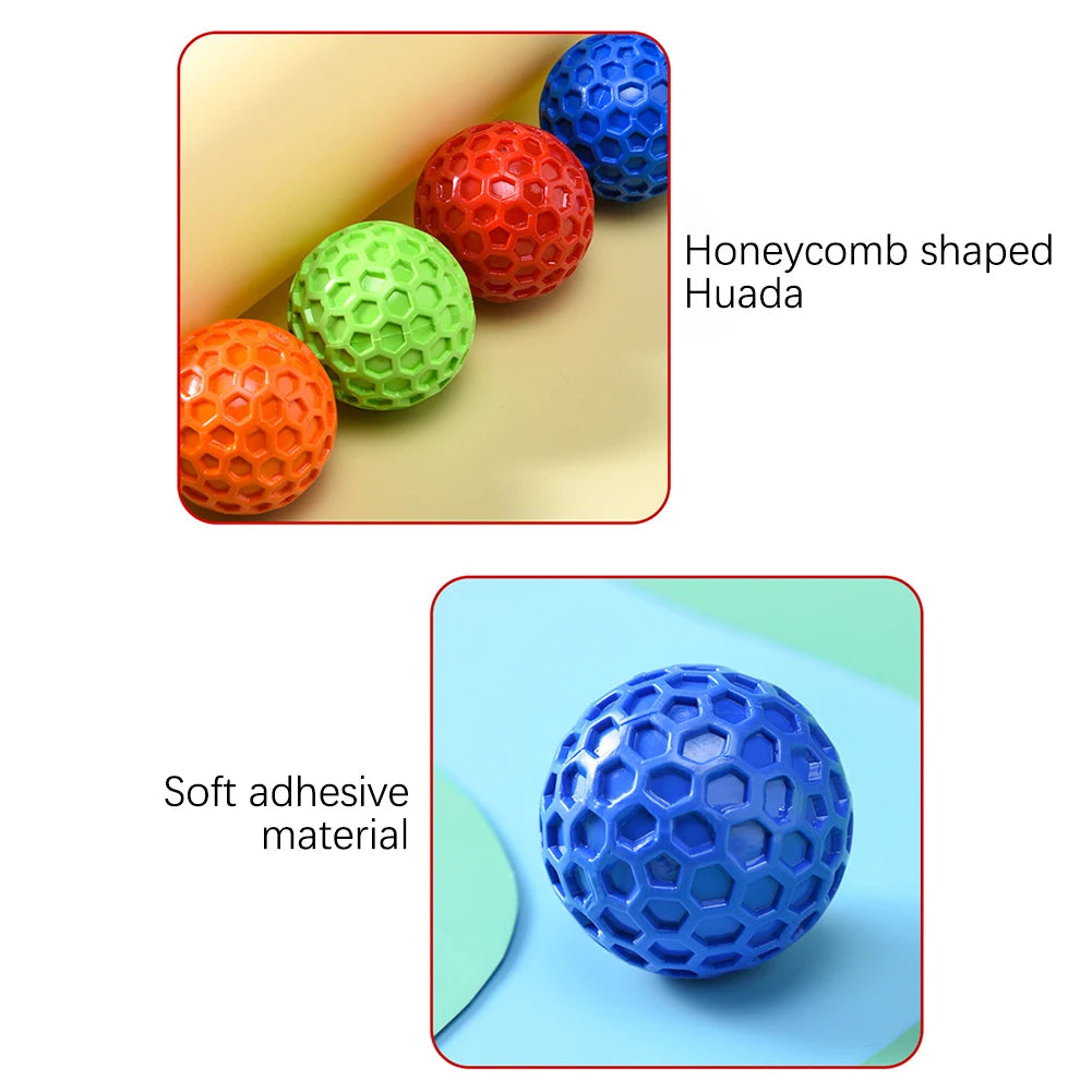 65mm New Dog Toys Bite Resistant Interactive Throwing Sound Honeycomb Balls Natural Rubber Teething Clean Teeth Pet Toys