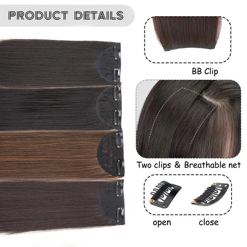 Synthetic Invisable Seamless Hair Pads Clip In Increase Hair Volume Hair Extensions Top Side Cover Hairpiece for Women