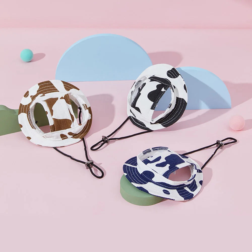 Canvas Dog Hat Summer Shade Breathable Cap for Dogs Puppy Cap Pet Bucket Hat Hat with Ear Holes Outdoor Travel Pet Accessories