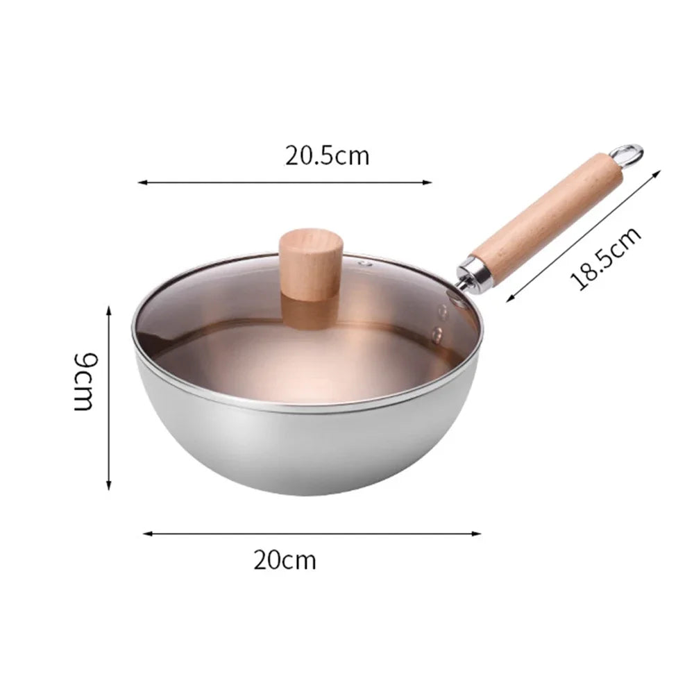 Uncoated Small Wok Frying Pan 316 Stainless Steel Home Kitchen Induction Cooker Gas Stove Special Skillet Soup Pot Non-Stick pan