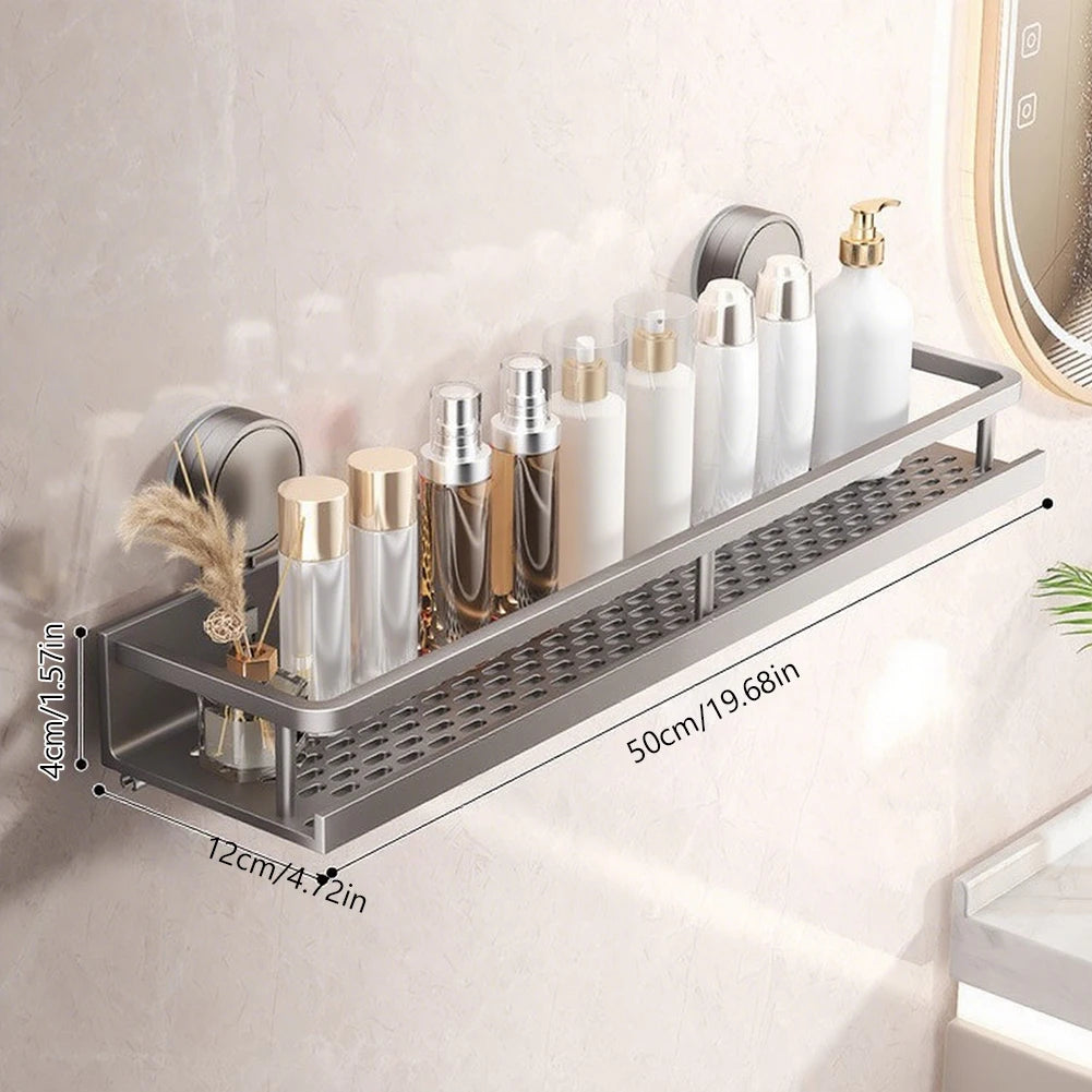 1 Pack Bathroom Organizer with Suction Cups Wall Mounted Aluminum Bathroom Shelves Rustproof Wall Mount Shower Caddy for Kitchen