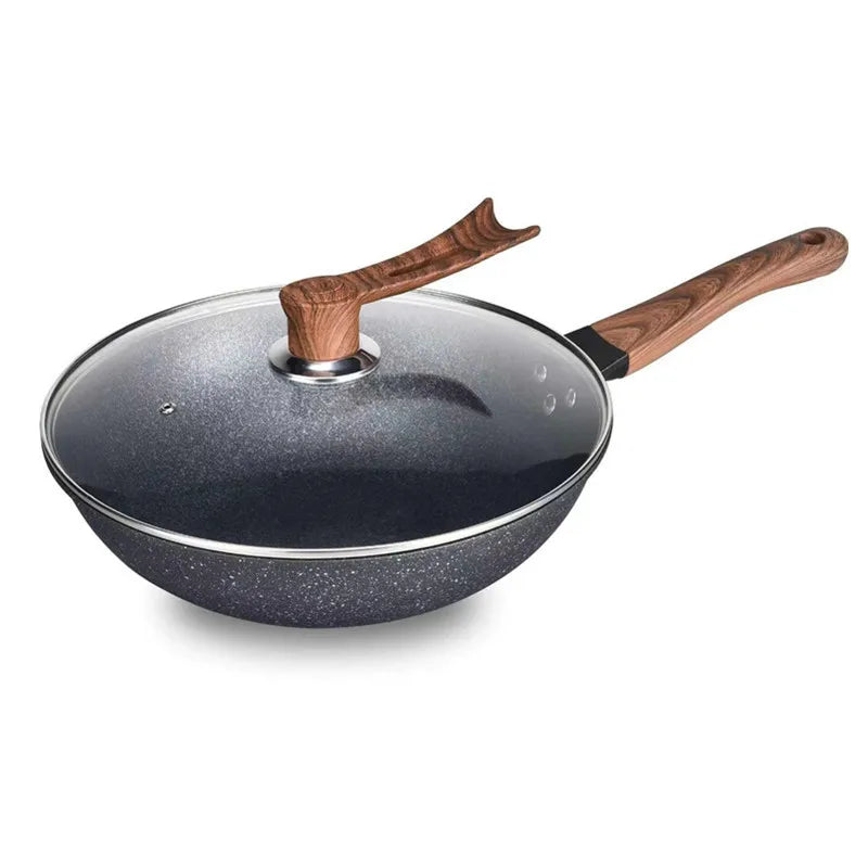 Granite Non-Stick Frying Pan Oil-Resistant Kitchen Cookware Scratchproof Base for Gas/Induction Stove Use Home Cookingware