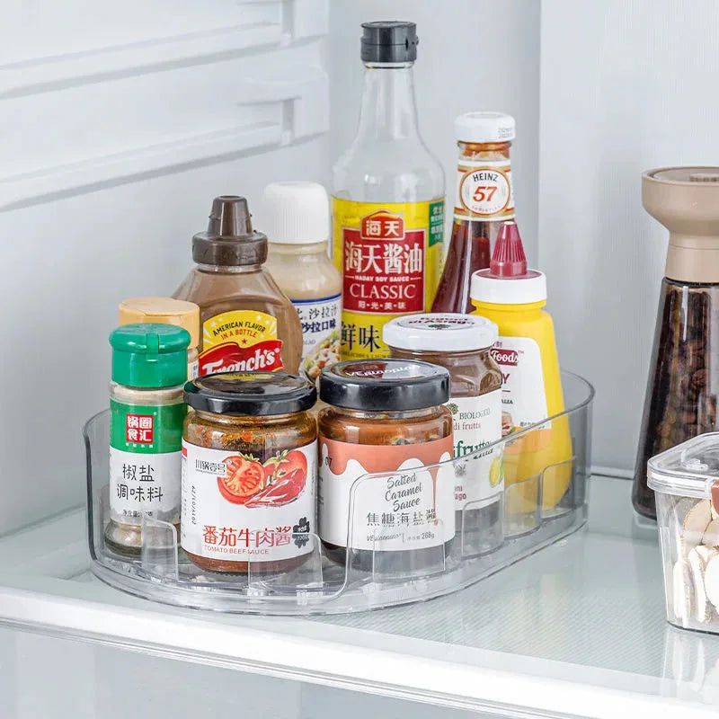 360 °   Rotating Tray Lazy Susan Fridge Organizer Turntable Storage Tray Clear Food Storage Organizer Spice Rack Cabinet Organiz