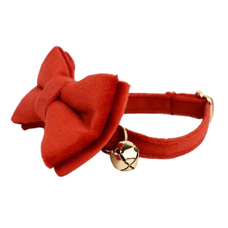 Personalized Collar for Cat Kitten Collar Velvet  Puppy Small Dogs Collars Customized Engraving Name Cat Necklace with Bell Bow