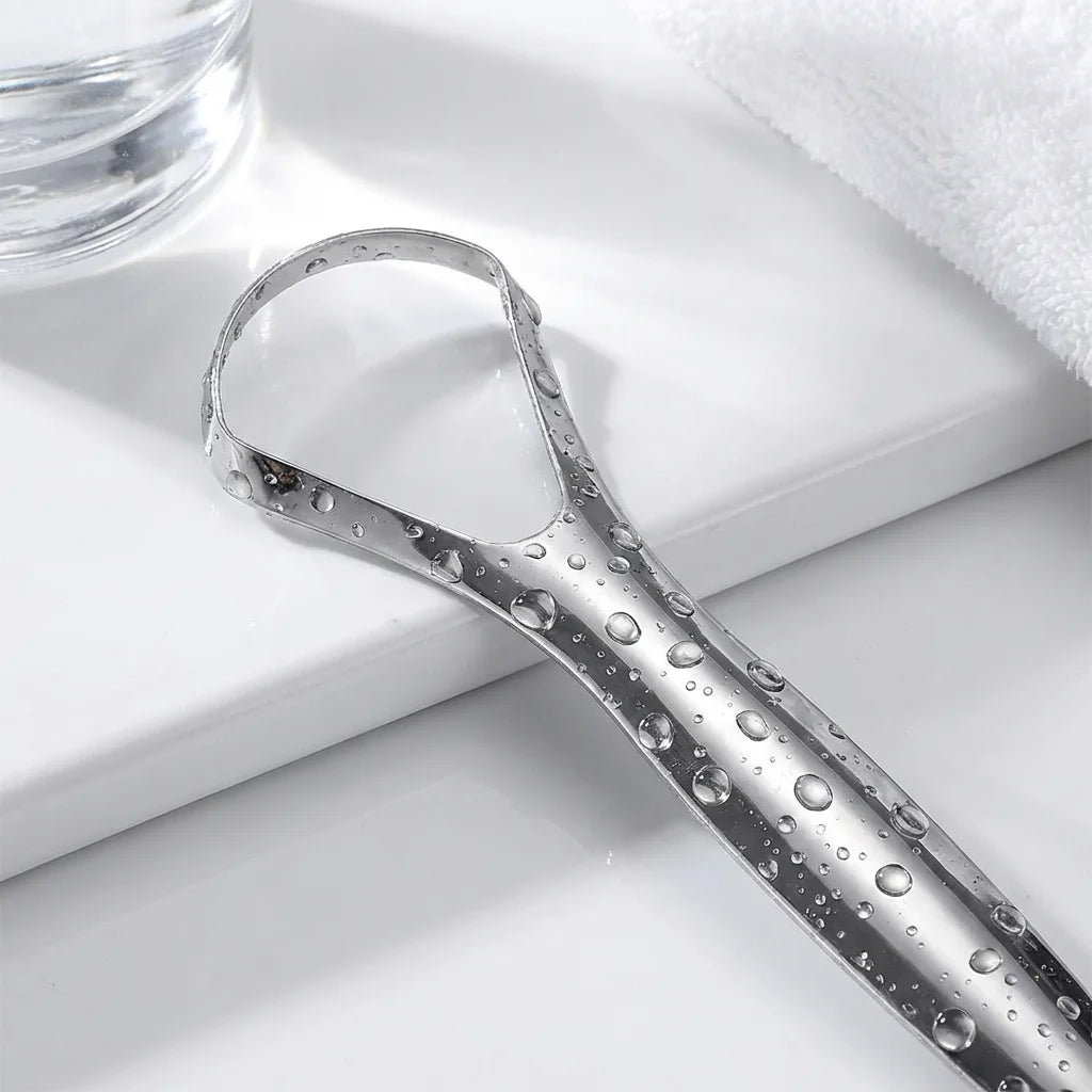 Oral Care Stainless Steel Tongue Scraper - Fresh Breath Daily Mouth Cleaning Tool, Durable Adult Hygiene Tongue Cleaner