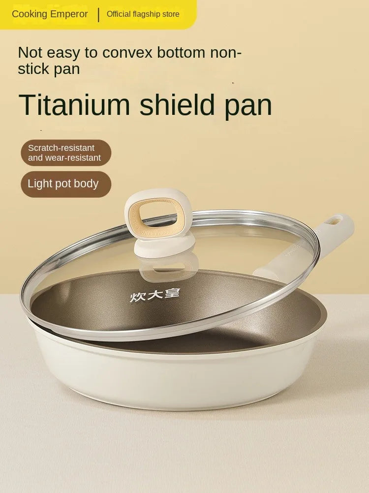 COOKER KING Pan Non-Stick Frying Pan Household Titanium Wok Pancake Egg Pancake Steak Induction Cooker Gas