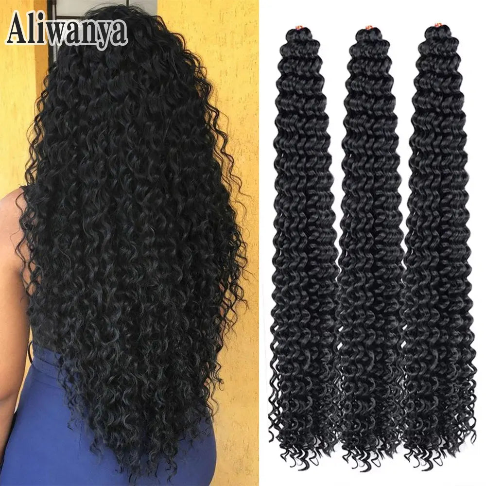 Long Deep Wave Braiding Hair 28 Inch Ocean Wave Crochet Hair Synthetic Deep Curly Crochet Hair Extensions For Black Women