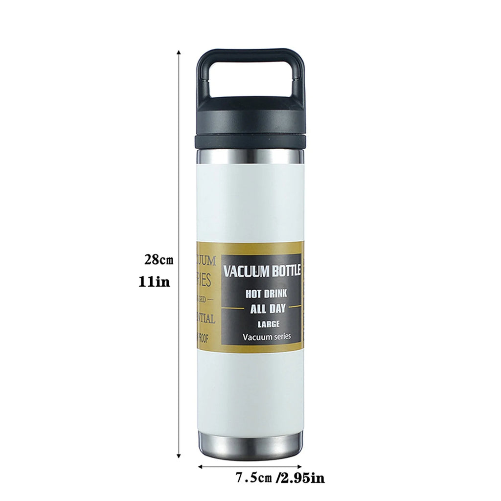 600ml, two lids for direct drinking and straw drinking, large-capacity 304 stainless steel sports thermos.